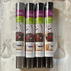 Cricut Iron-On Vinyl Set - Black, Black Glitter, and Multi Glitter